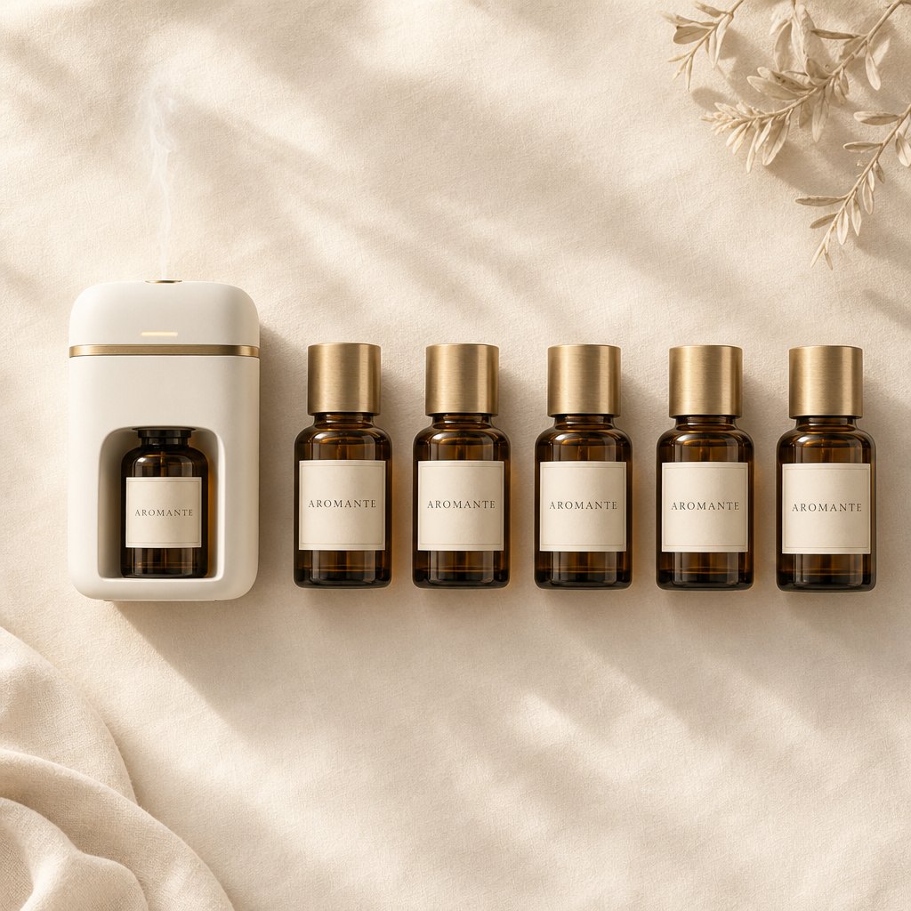 Aromante diffuser with the full scent collection