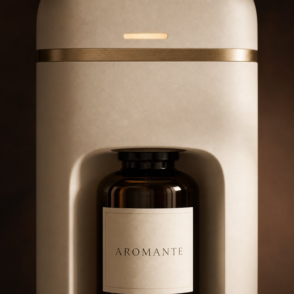 Aromante amber glass bottle detail